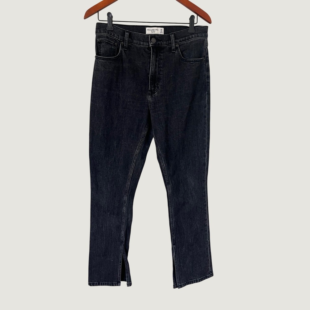 Abercrombie & Fitch The Skinny High Rise Split Hem Jeans Washed Black 28/6S